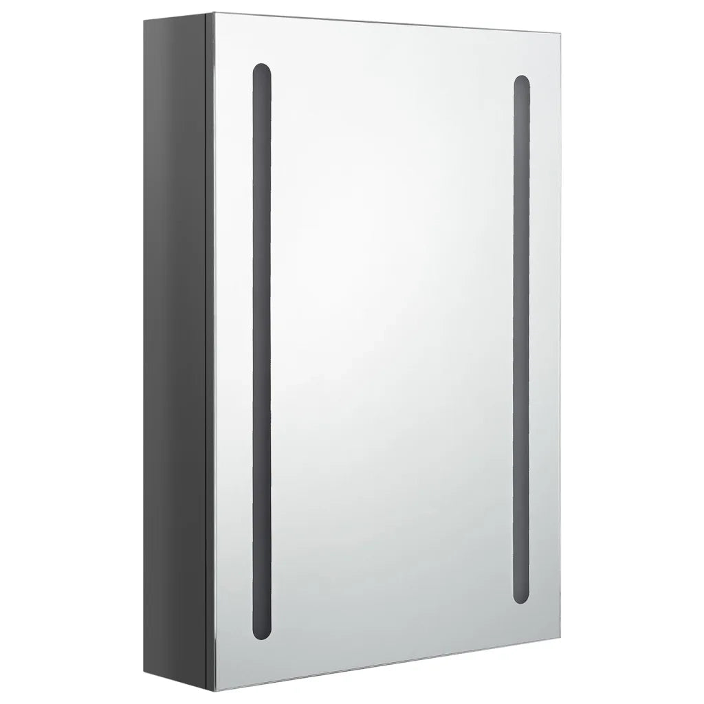 Armadietto Bagno con Specchio e LED-Mobile bagno con specchio Grigio Lucido 50x13x70 cm 257684