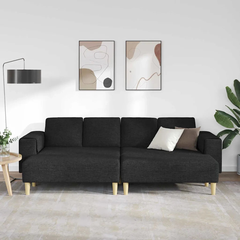Set di divani 3 pcs Nero Tessuto