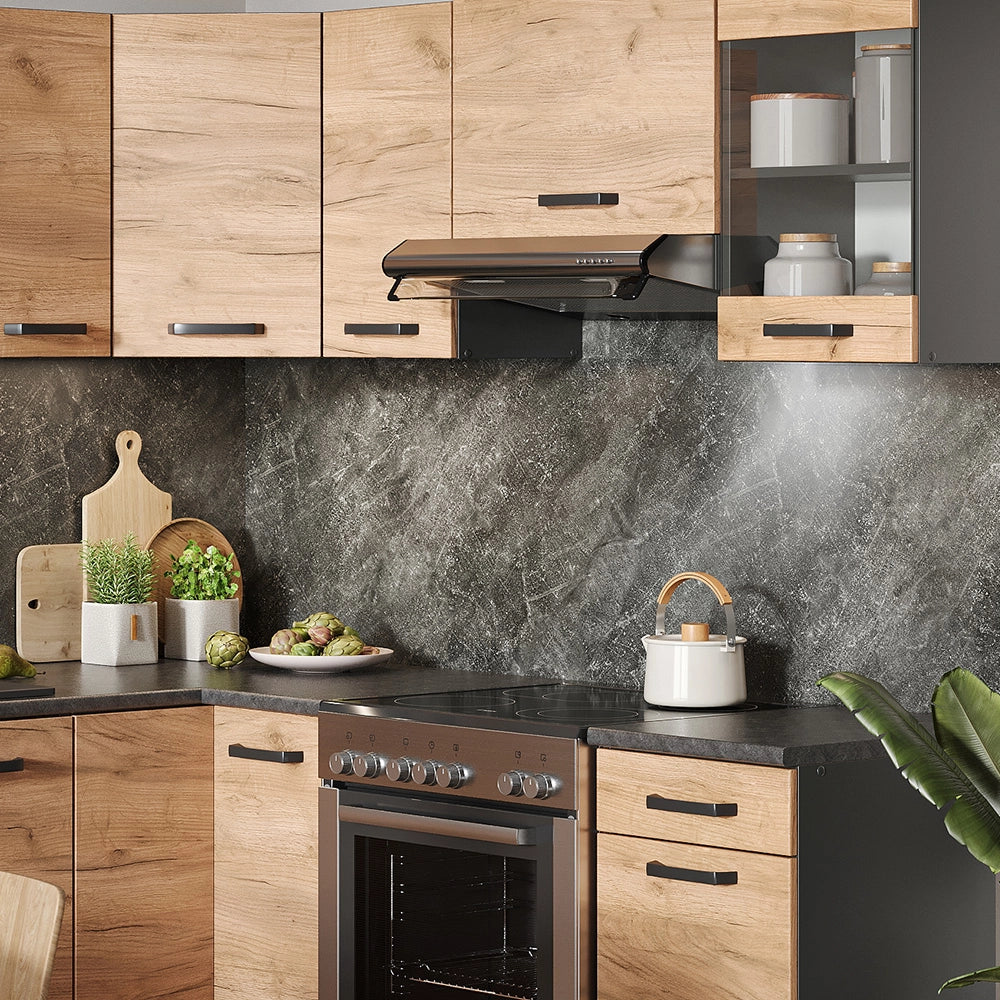 Cucina ad angolo Rick Rovere dorato/Antracite 187 x 167 cm, AP Antracite Vicco