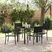 Set da Pranzo per Giardino con cuscino 5 pcs Nero polyrattan