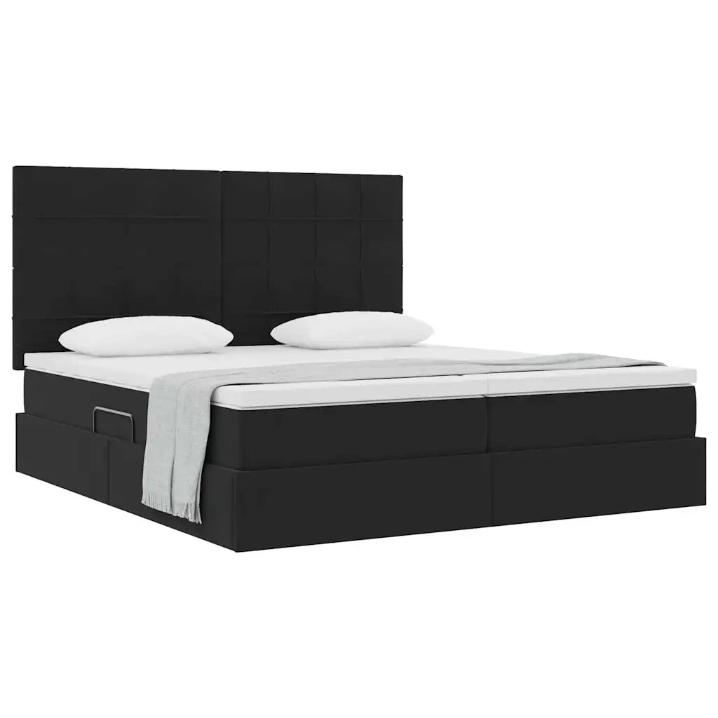Letto con Contenitore con materasso Nero 200 x 200 cm Velluto