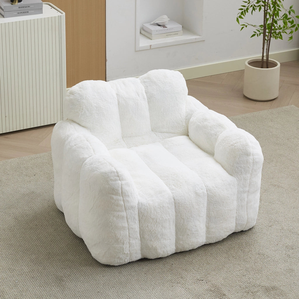 Poltrona a sacco a forma di loto in peluche bianco