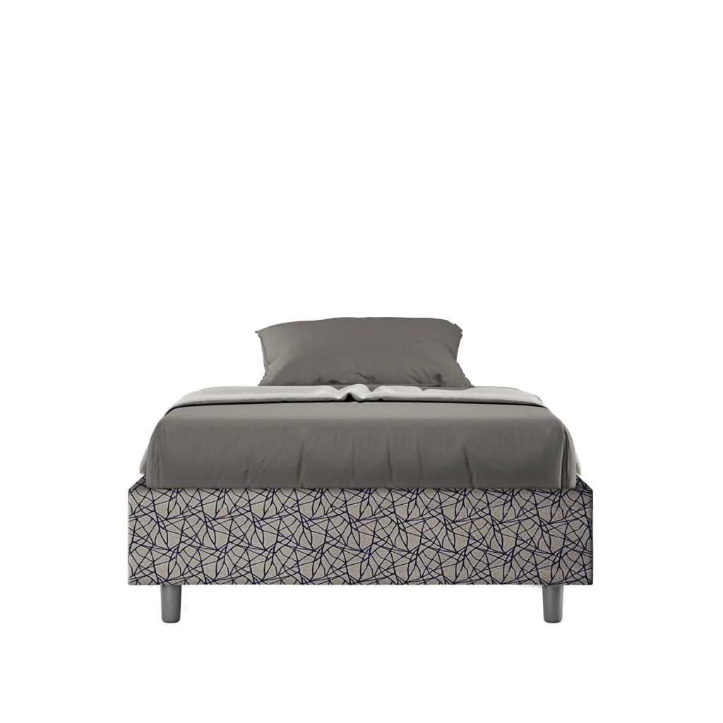 Letto una piazza e mezza con rete imbottito 120x210 tessuto Era 2 grigio Azelia