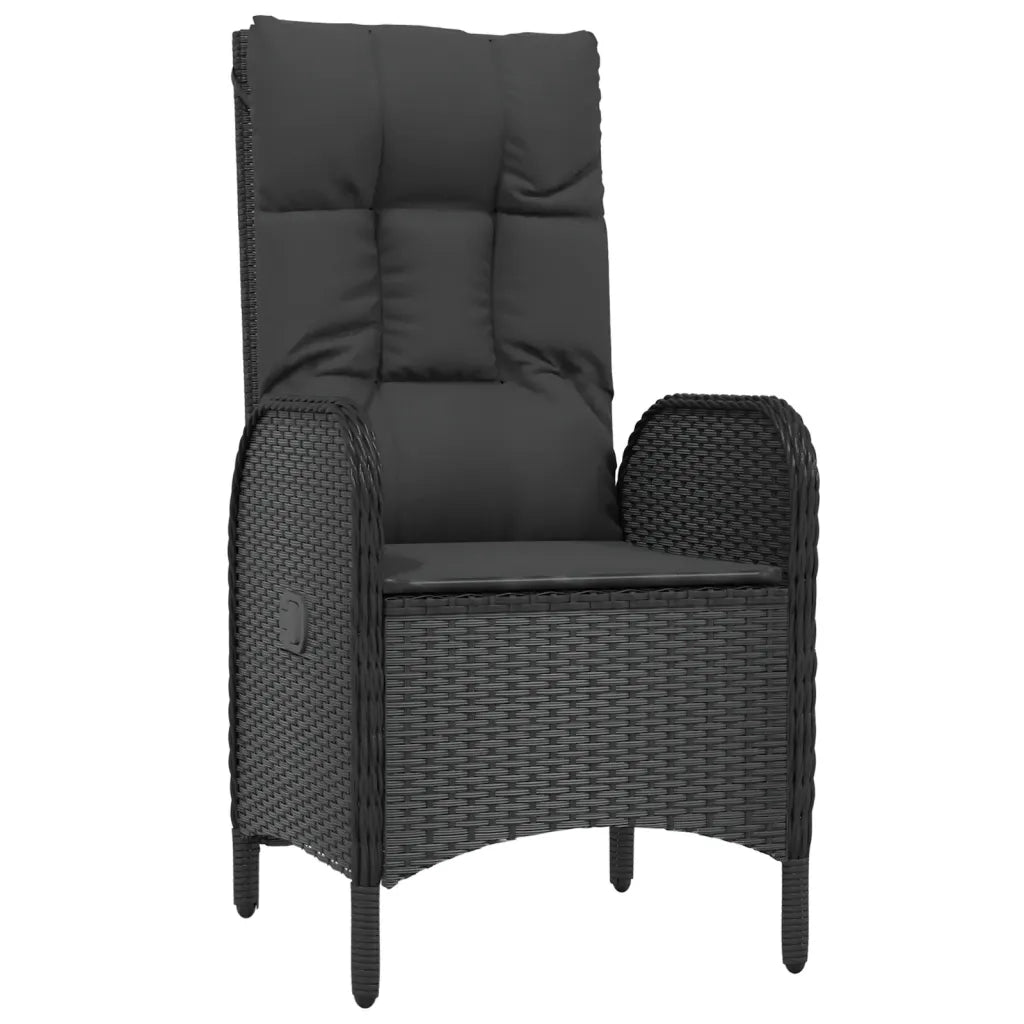 Set da Pranzo da Giardino 9 pz con Cuscini Nero in Polyrattan 3213516