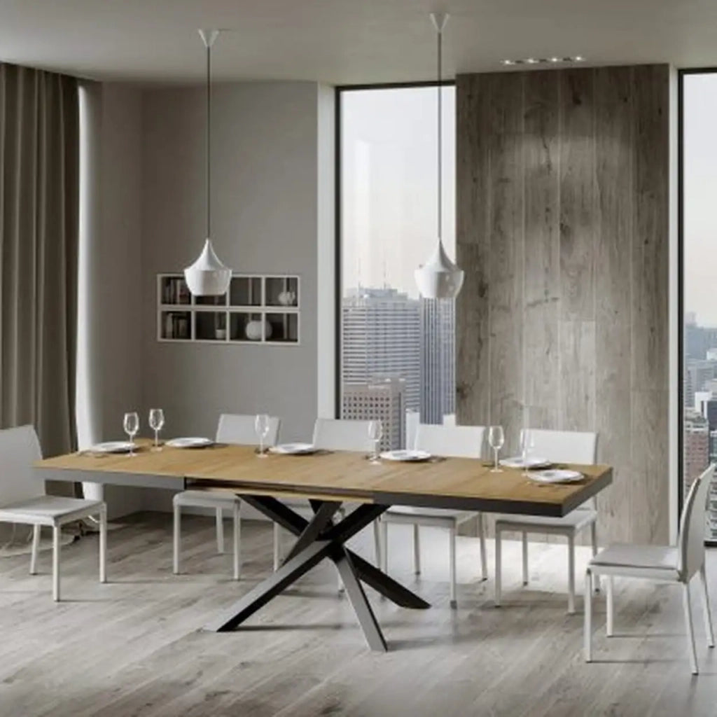 Tavolo allungabile 160/264x90 cm Volantis Evolution colore quercia natura telaio e gambe antracite