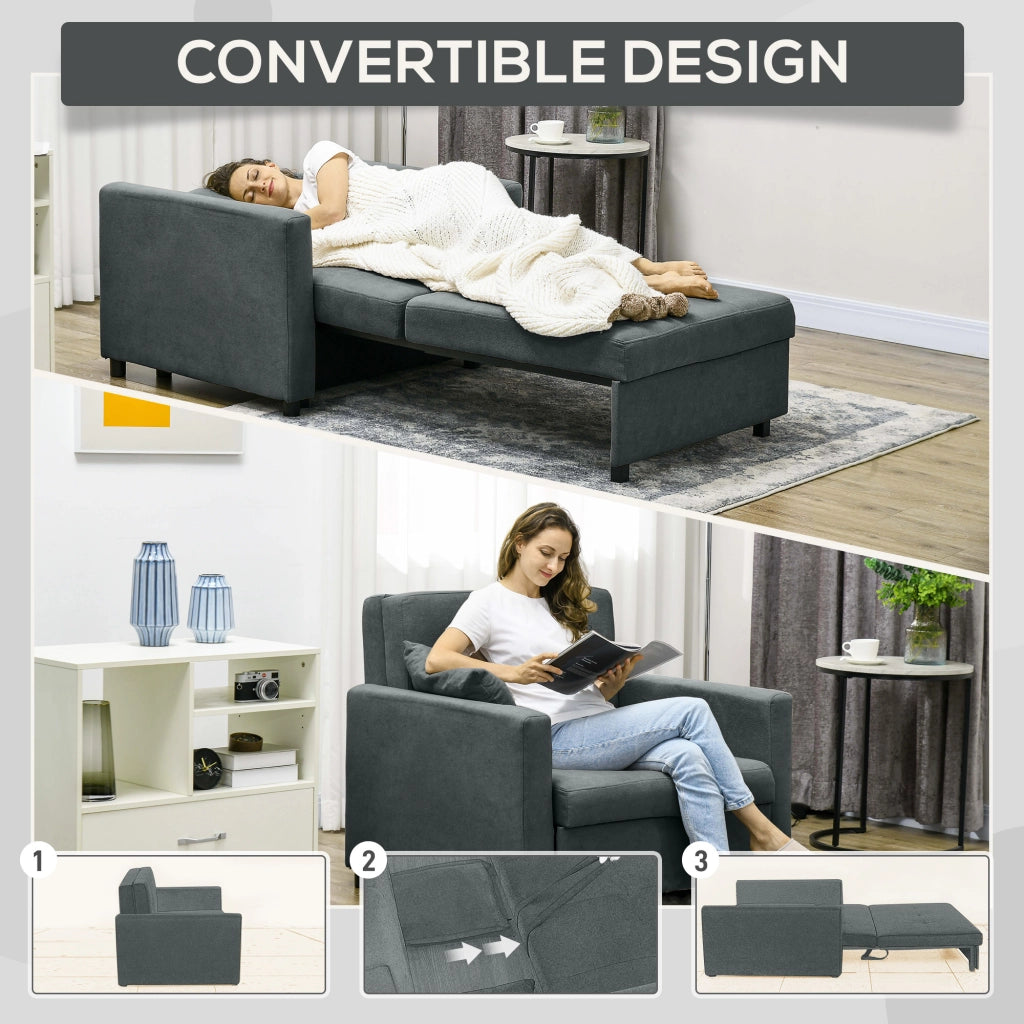 Poltrona Letto Singolo  100x98x88 cm con Vano Contenitore in Tessuto Effetto Velluto Grigio
