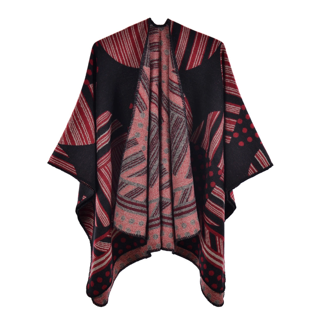Sciarpa da donna divisa in stile retr¨°, mantello in cashmere spesso e caldo, perfetto per autunno e inverno.