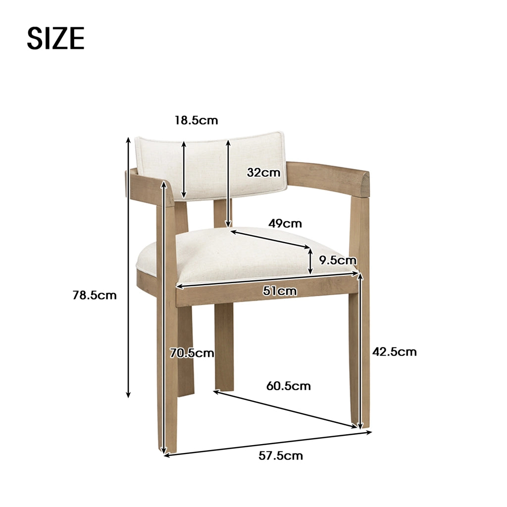 Sedie da Pranzo in Legno Massello ¨C MINIMAL ¨C Set 6 Pezzi, Tessuto Lino, Naturale, Moderno