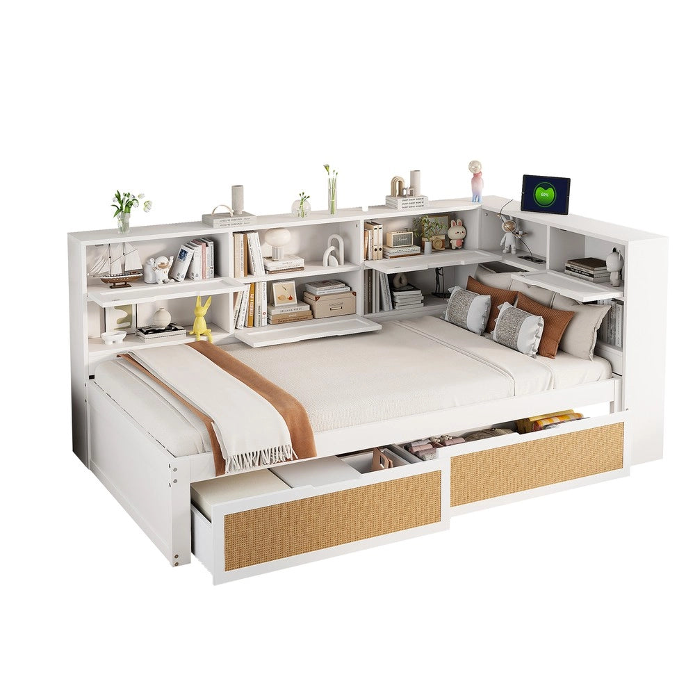 Letto Singolo con Cassetto e Contenitore in Legno Massello ¨C MINIMAL ¨C Bianco 90x200