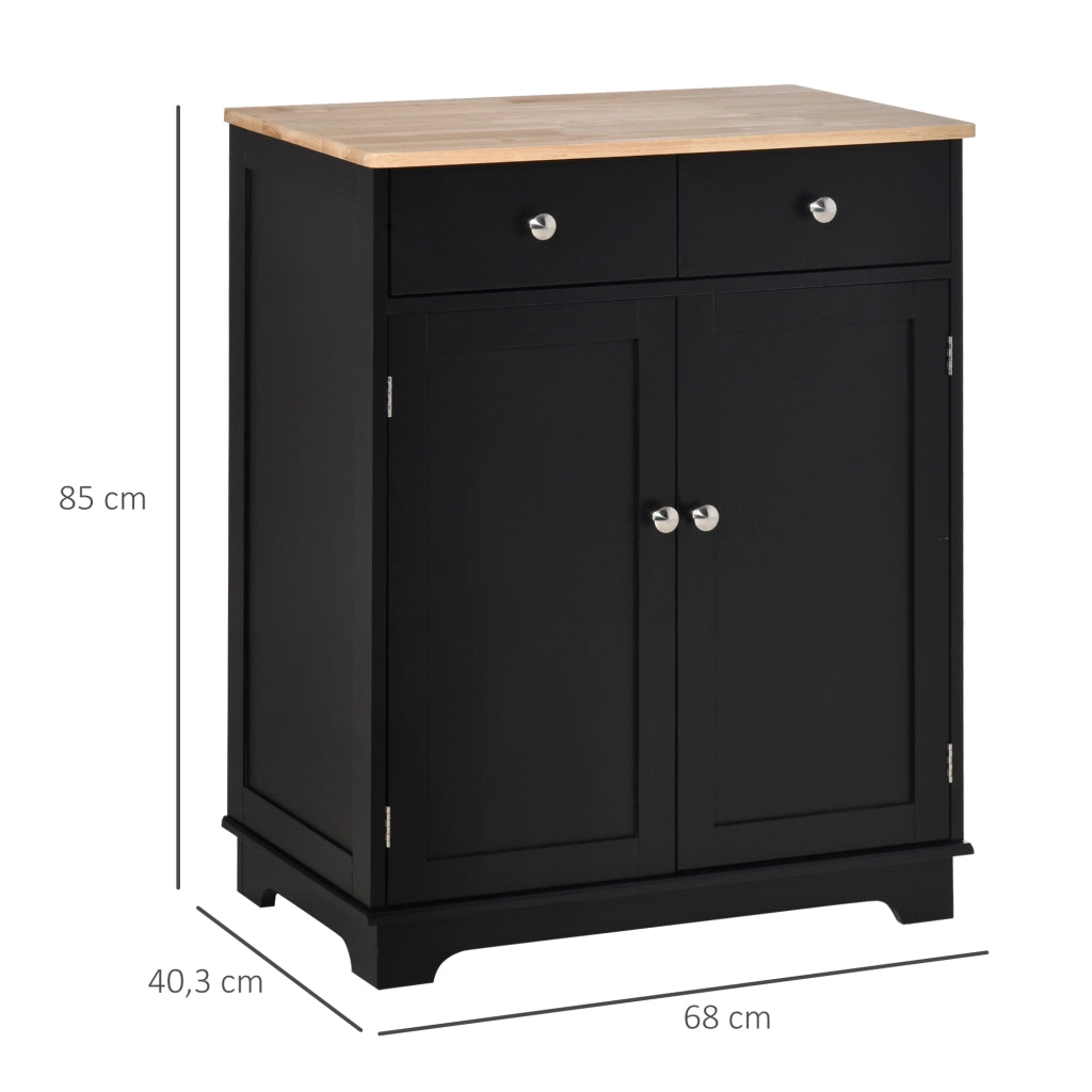 Credenza soggiorno con ante, 2 cassetti e ripiani regolabili ¨C zephmum ¨C 68x40,3x85 cm nero e legno naturale