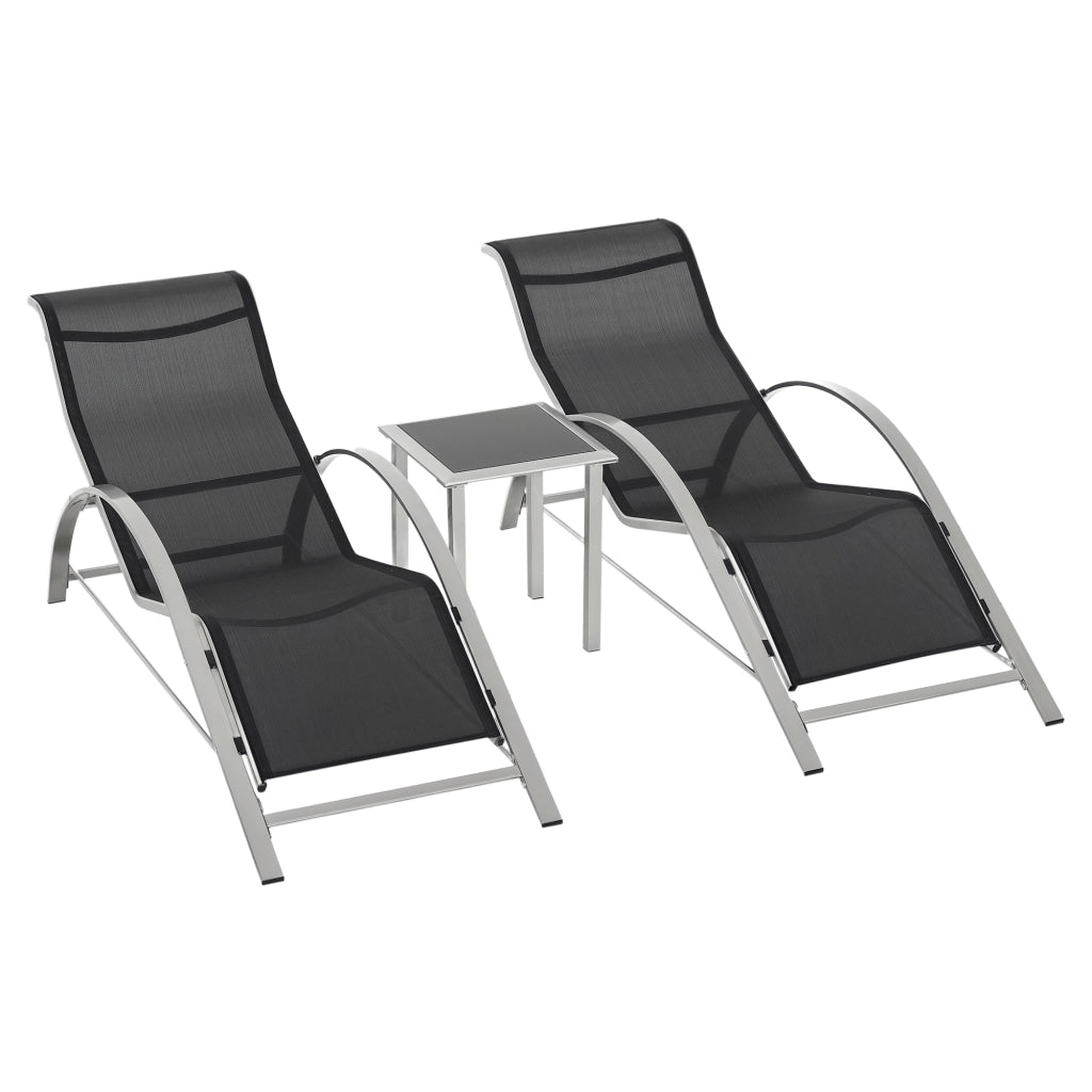 Set 2 Poltrone a Sdraio con Tavolino ¨C Zephmum ¨C Grigio Antracite 59x169x66 cm