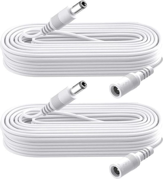 Doppio Cavo di Estensione per Telecamere di Sorveglianza - 12V DC DVR Standalone - Cavo di Estensione 55 mm x 21 mm - 98ft / 3 m