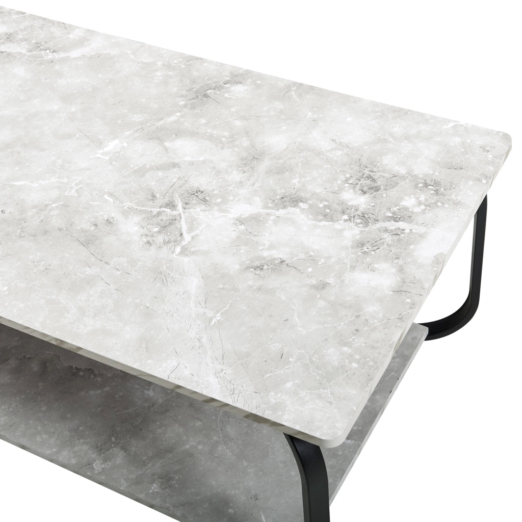 Tavolino Centrale da Salotto Kolta con Ripiano 120x60x43 cm - Effetto Marmo Bianco/Nero [en.casa]