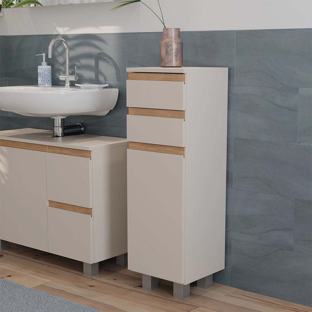 Vicco mobiletto bagno Cashmere/Artigianale 30 x 95 cm con 2 cassetti