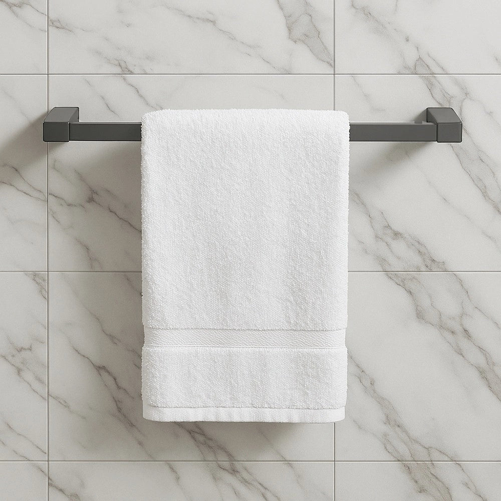 Trade Shop - Porta Asciugamano Lungo 60cm A Parete Stilizzato Acciaio Grigio Accessorio Bagno 87944 -