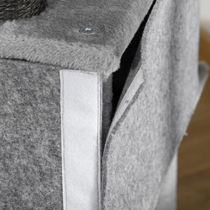 Albero Tiragraffi per Gatti con Palo Casetta Letto Amaca e 2 Giochi in Legno e Peluche Grigio