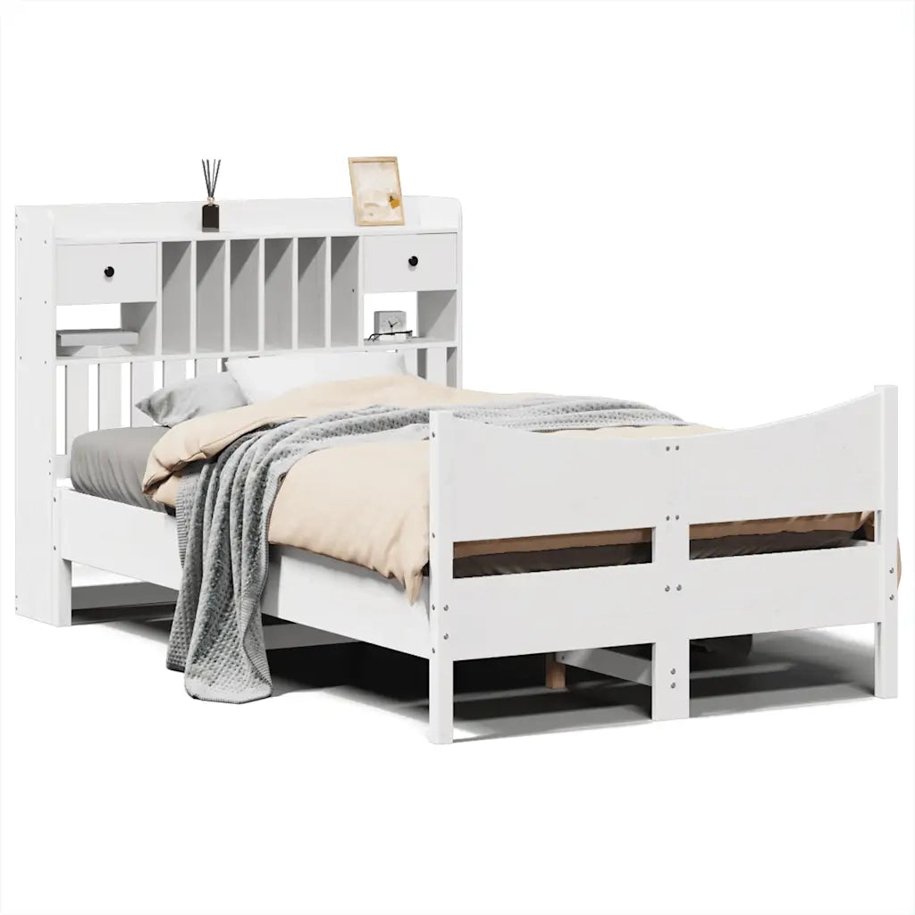 Letto senza Materasso Bianco 135x190 cm Legno Massello di Pino