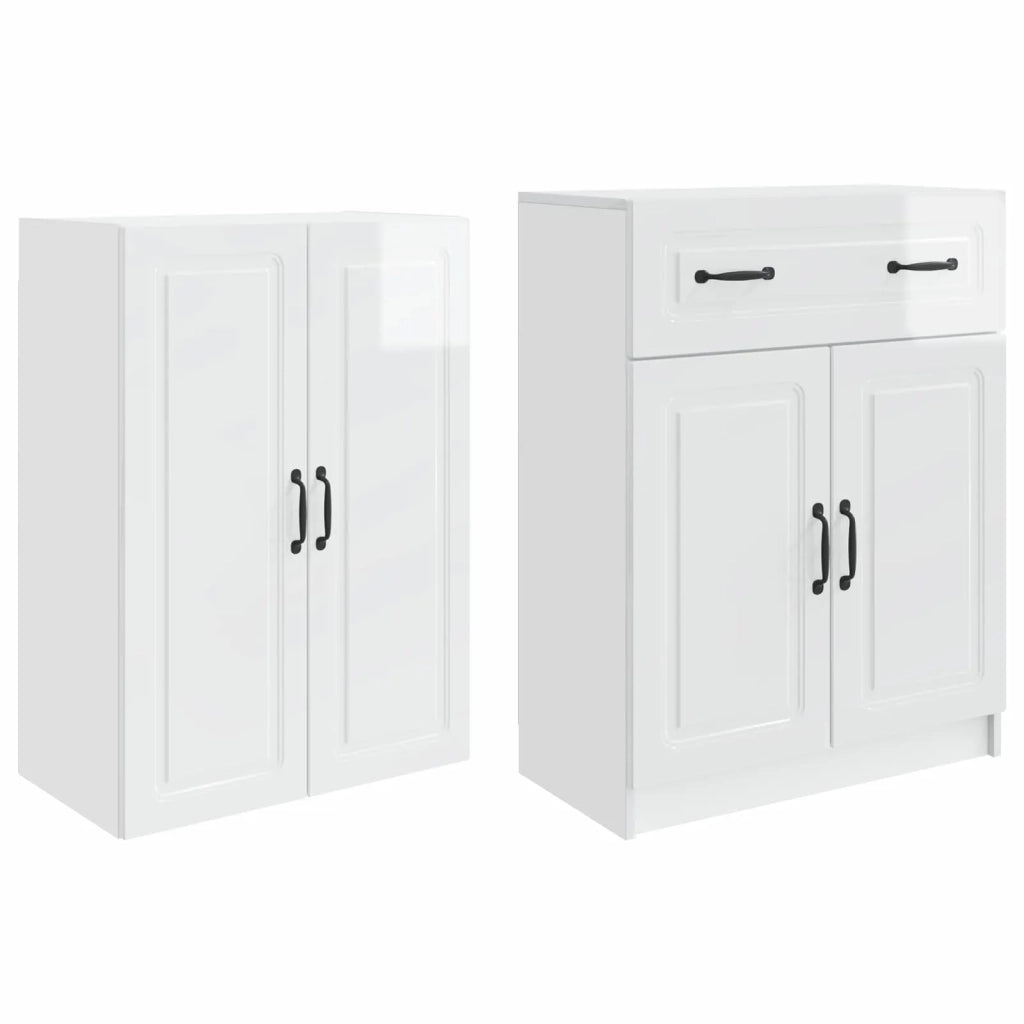 Set di armadi 2 pcs Bianco Lucido Legno ingegnerizzato 3416992