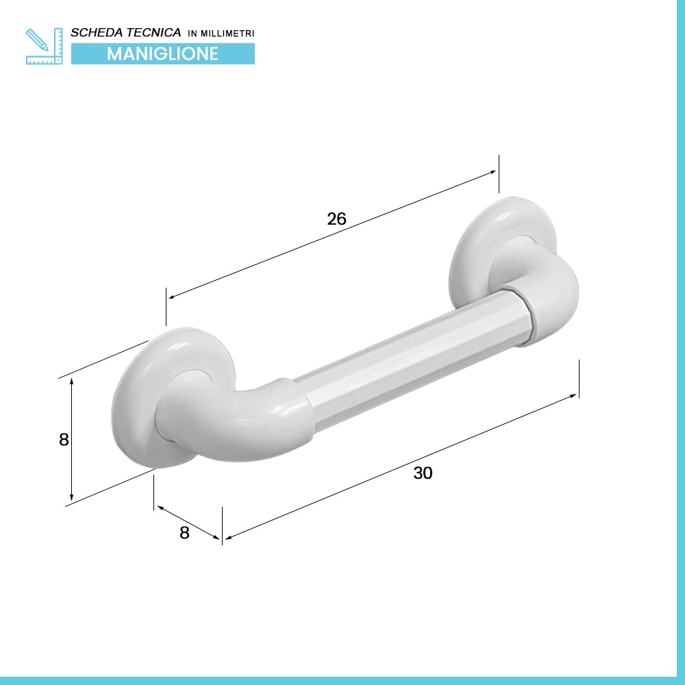 Maniglione di sicurezza per disabili 26 cm portata max 120 kg