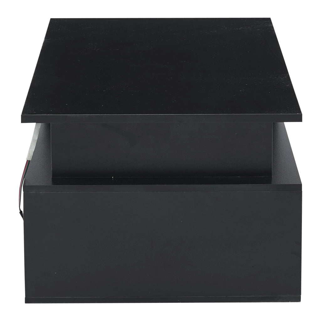 TAVOLO da salotto 100x50x35 cm Nero con LED e 2 cassetti