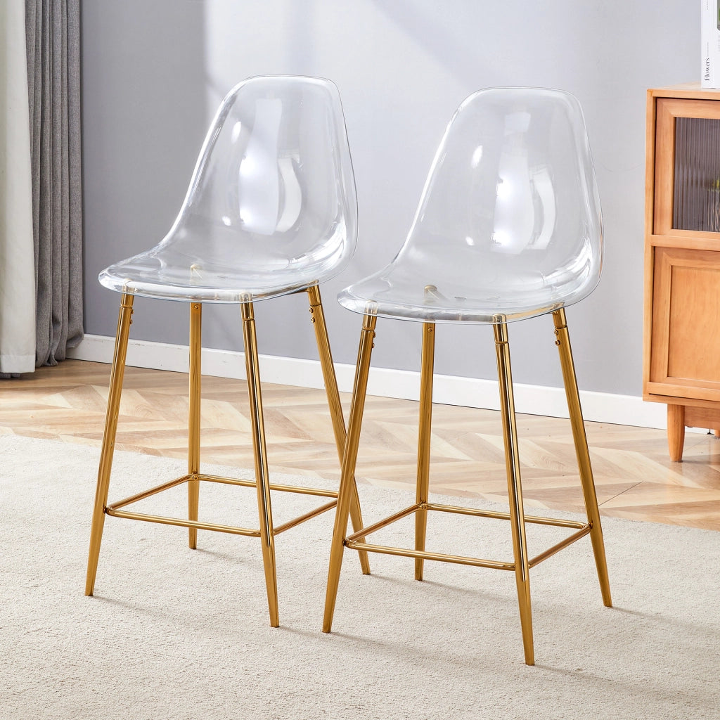 SGABELLO BAR Design moderno 66,5x48x37 cm plastica trasparente e metallo oro