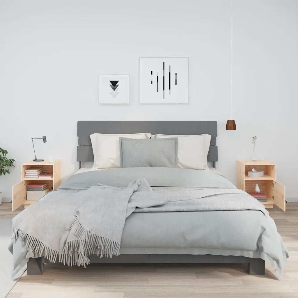 Set di 2 Comodini | Armadio da Notte | Mobiletto da notte 40x34x55 cm in Legno Massello di Pino