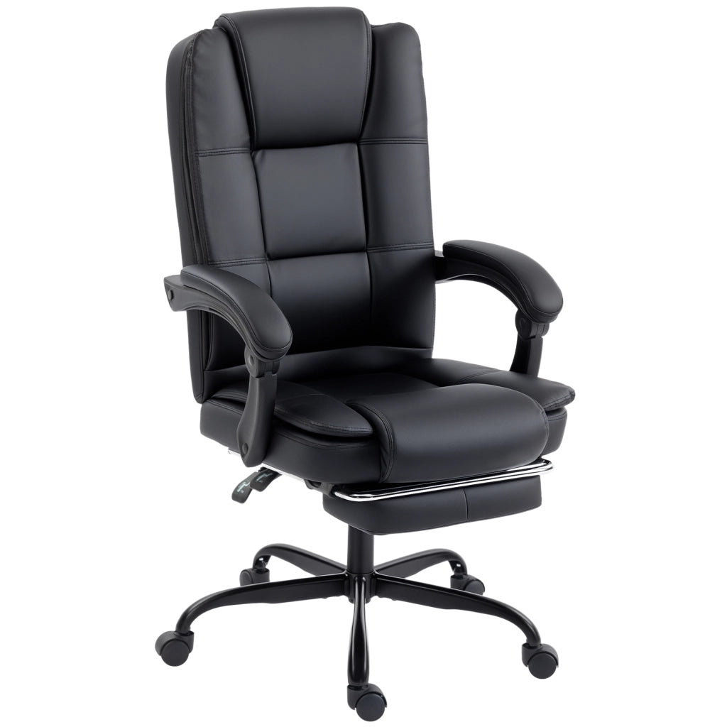 Sedia da Ufficio Ergonomica 65x67x112-122 cm Reclinabile 150° con Poggiapiedi in Cotone e Metallo Nero