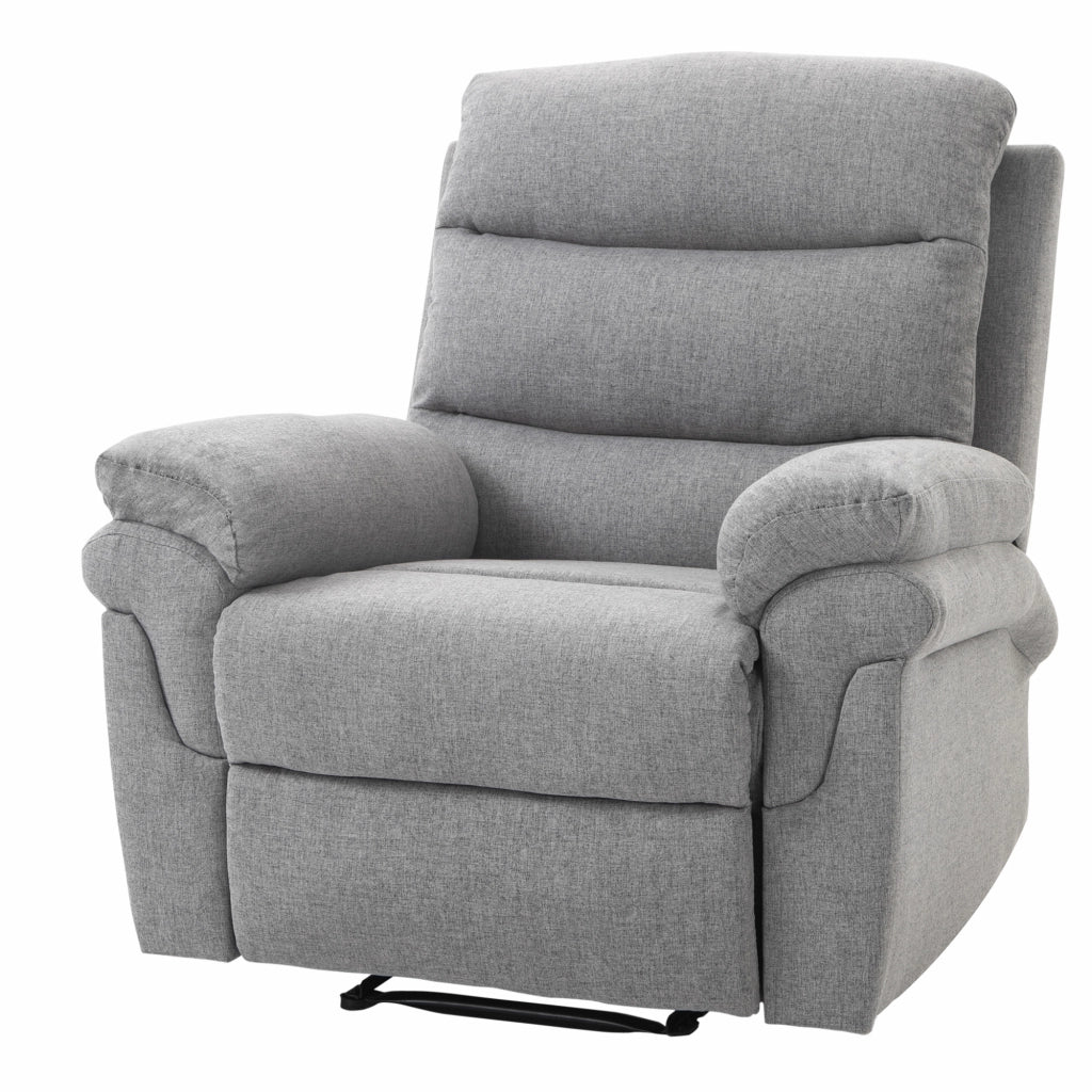Poltrona Relax Reclinabile Manuale ¨C Xylo ¨C Tessuto Poliestere Grigio Chiaro con Poggiapiedi