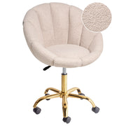 Elegante sedia da ufficio girevole in tessuto bouclè beige con base regolabile in altezza Design moderno Home Office