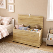 Coffre de rangement Couvercle Rabattable 80x40x45 cm Bois Naturel