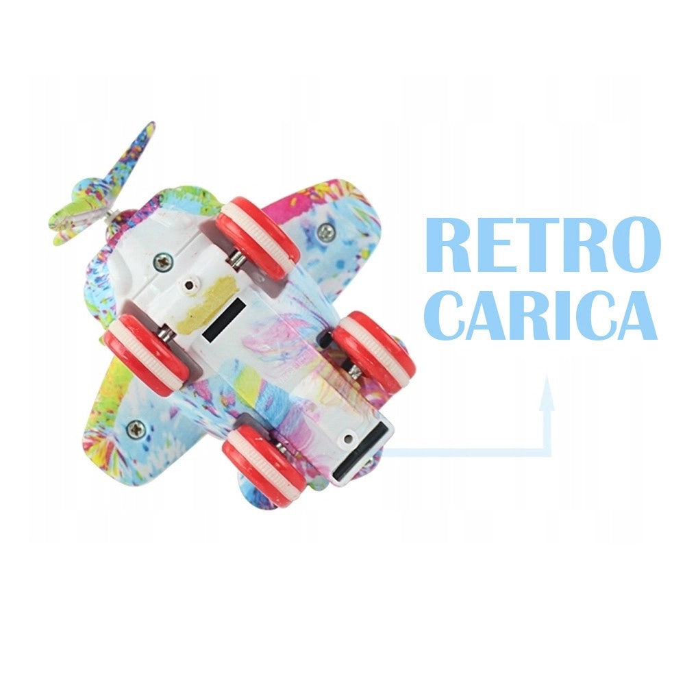 Trade Shop - Aeroplano Con Frizione Giocattolo Educativo Bambini Aereo Con Retro Carica -