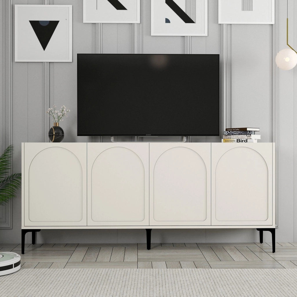 Madia Torno, Credenza 2 Ripiani, 180x35x79h cm Bianco Crema
