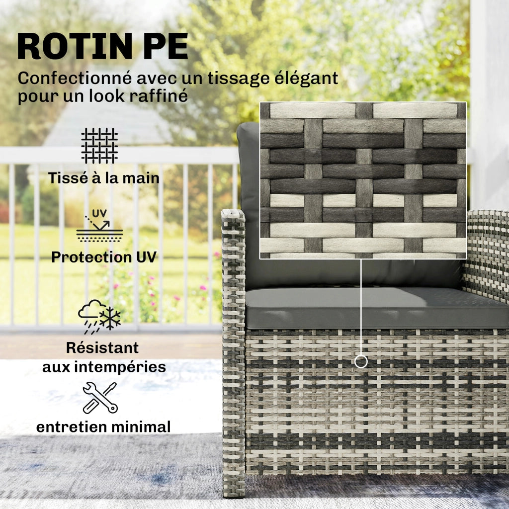 Set Giardino 3 Pezzi con Tavolino e 2 Sedie ¨C zephmum ¨C Grigio Chiaro, Polyrattan, 62x65x75 cm