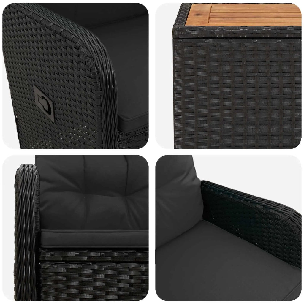Set Lounge da Giardino 2 pz Nero 3422346