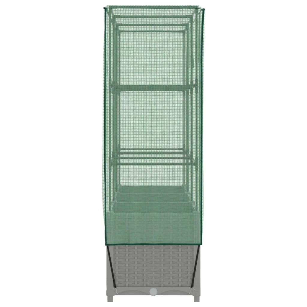 Aiuola rialzata/fioriera con copertura effetto rattan 120 x 40 x 138 cm grigio chiaro 02_0038741