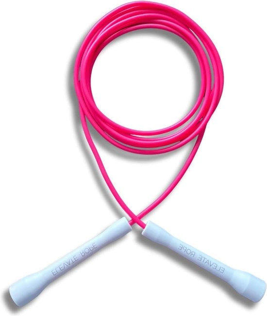 Touw da Sospensione in PVC e Nylon con Kern 5mm - Massimo 3 Metri - Manubri Ergonomici in Plastica Bianca e Rosa