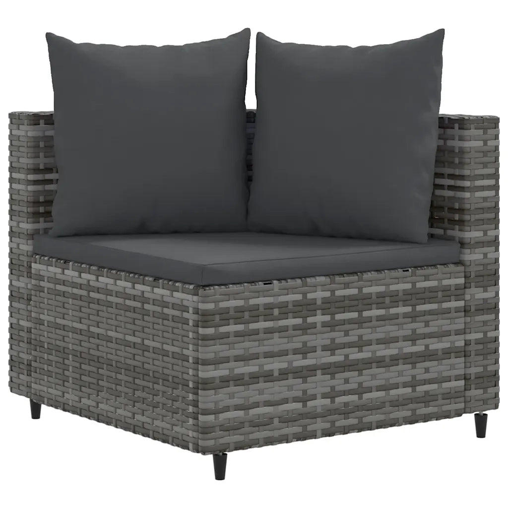 Set Divano da Giardino 5 pz con Cuscini-Sofa da Giardino-Divanetto da esterno Grigio in Polyrattan 538544