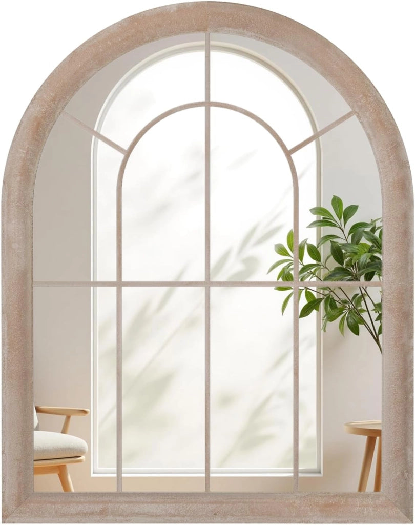 Specchio da Parete, Specchio a Finestra ad Arco con Cornice Metallica, Antideflagrante per Soggiorno Ingresso Corridoio, 88 x 69,5 cm (Stile 2)