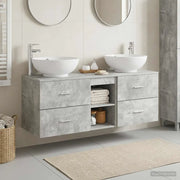Set di mobili per il bagno 3 pz Grigio Cemento 3405902