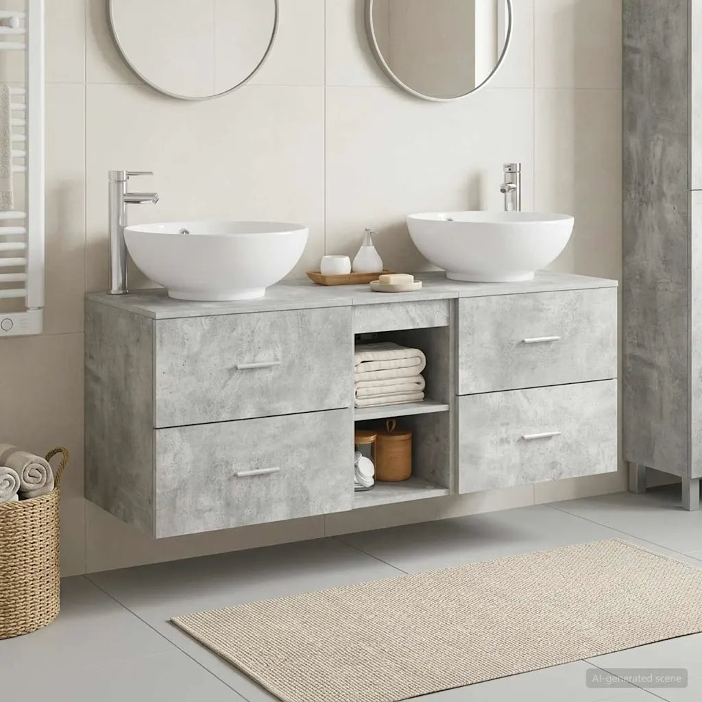 Set di mobili per il bagno 3 pz Grigio Cemento 3405902