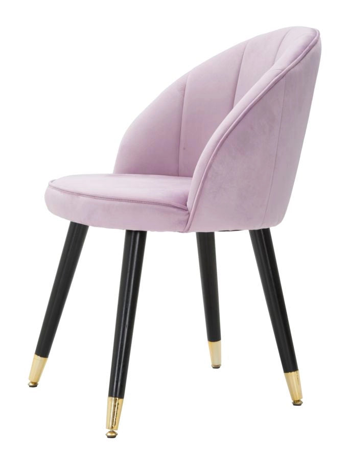 Sedia Loty Rosa 57x58x80 cm in Legno e Velluto Rosa Nero e Oro