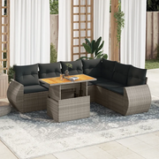 Set Divani da Giardino 7 pz con Cuscini Grigio in Polyrattan 3327273
