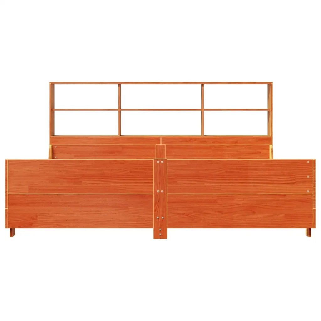 Letto Libreria senza Materasso Marrone Cera 200x200 cm Legno 3323796