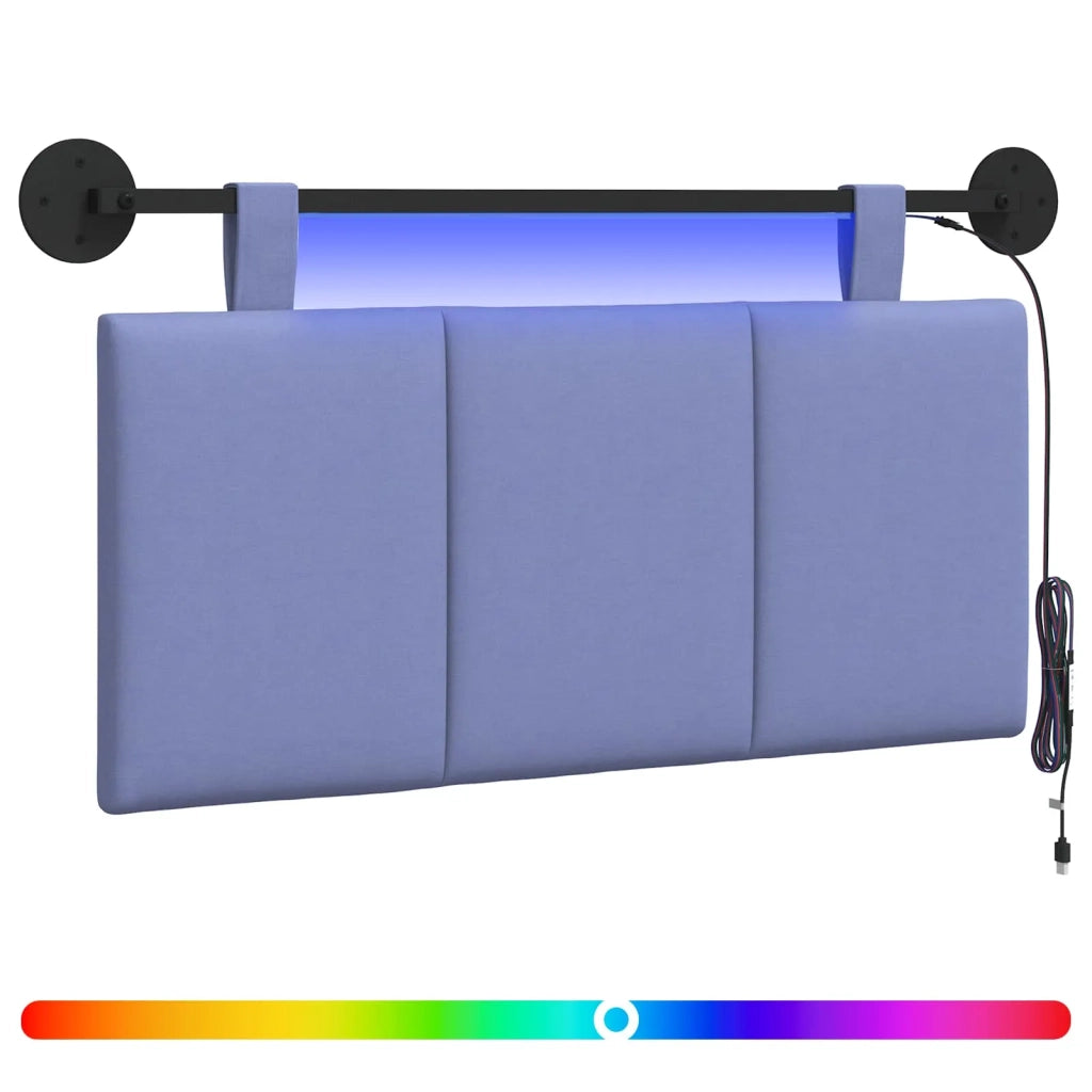 Testiera sospesa Con luce LED Blu jeans Tessuto
