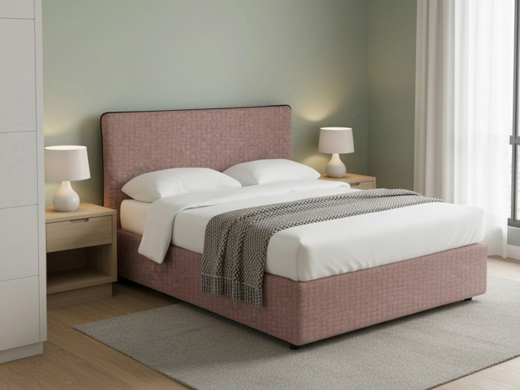 Tipton, Letto Matrimoniale Sfoderabile Made in Italy, Rosa Antico