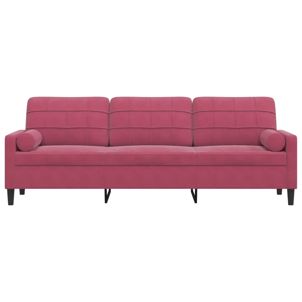 Divano a 3 Posti con Cuscini Rosso Vino 210 cm in Velluto 3278243