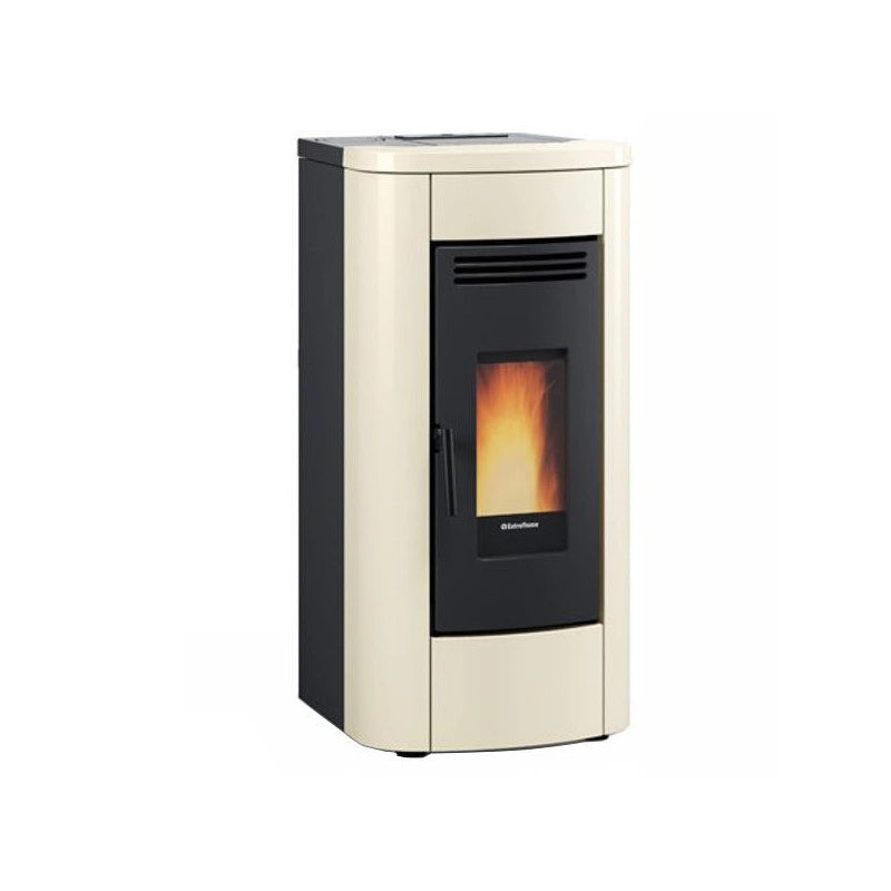 Stufa a pellet canalizzabile – Klaudia Plus 5.0 finitura Bianca 50×57 h102 cm 3,2‑8,0 kW serbatoio 15 kg – Extraflame