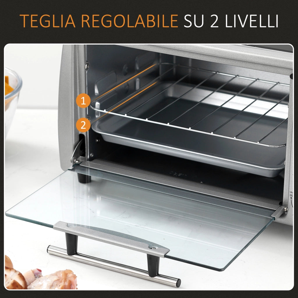 Fornetto Elettrico 10L ¨C zephmum ¨C 36.5x26x22cm Argento Nero