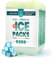 Pacchi di ghiaccio per la scatola di picnic - confezioni congelate - set di congelamento originale | Pacchi di ghiaccio sottili e duraturi per la scatola di picnic o la valigetta (8-pack)