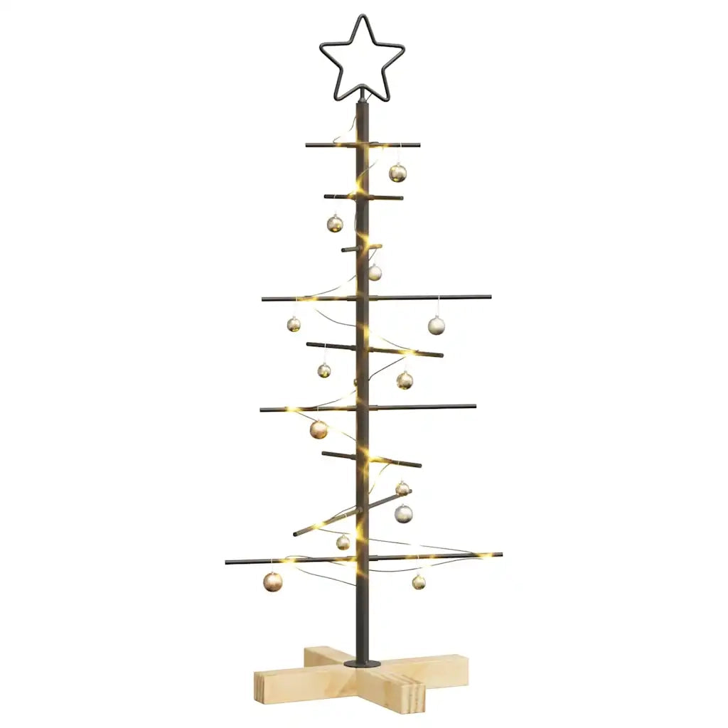 Albero di Natale in metallo con supporto Nero 89 cm
